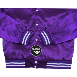 <b>Purple</b> Satin <b>Varsity</b> <b>Jacket</b>: College Letterman Bomber <b>Jacket</b> Best Customized Mens Made Satin Bomber <b>Jacket</b> - Product Image 4