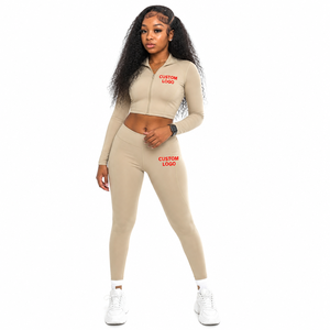 Gym Clothes Yoga Leggings Running <b>Jacket</b> With Zipper 2pcs Yoga Activewear Set Fitness <b>Workout</b> Sets for Women 2026 - Product Image 2