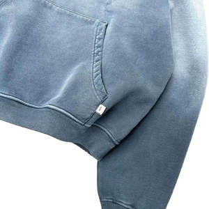 Sweat à capuche surdimensionné personnalisé pour homme en coton épais de qualité supérieure, bleu délavé, polaire hiver 400g, anti-boulochage - Product Image 6