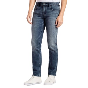 Vaqueros de mezclilla elásticos de corte ajustado para hombre, lavado enzimático, informales, de verano, tejidos, duraderos, ecológicos, transpirables, de peso medio, con cremallera - Product Image 1