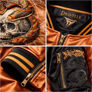 Chaqueta Sukajan Japonesa Negra de Cobre Personalizada, Bordada con Calavera de Serpiente, de Poliéster, Estilo Bomber, con Parches, Cortavientos, MOQ Bajo - Product Image 5