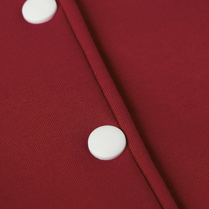 Veste universitaire pour femme, style le plus récent, rouge et blanc contrastés, manches longues, col rabattu, longueur courte, pour l'automne - Product Image 5