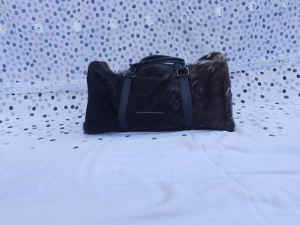 Sac de voyage décontracté de luxe en cuir véritable avec fourrure, idéal pour le week-end, avec fermeture éclair, portable LHDB-0158 - Product Image 3