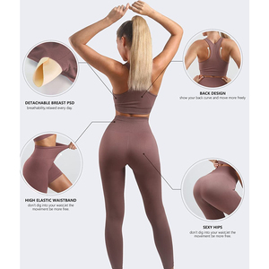 Workout Sets for Women 2 Piece Workout Outfits High Waist Yoga Leggings <b>Long</b> Sleeve Crop Tops Activewear Set Customized - Product Image 5