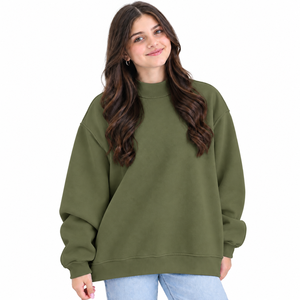 Sudadera de cuello alto de manga larga con diseño de hombros caídos, ajuste holgado y relajado, cuello y puños acanalados, estilo casual para el día a día. - Product Image 5