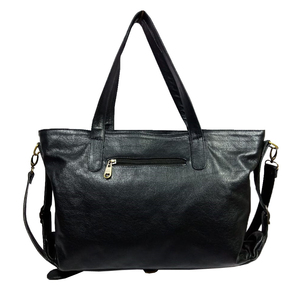 Unisex Tote <b>Handbag</b> Genuine Leather Purse Three Open Straps Spacious Interior for Shopping Travel Work Waterproof - Product Image 6