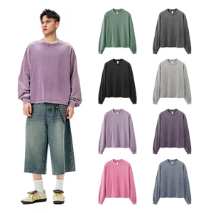 Camisetas de Manga Larga para Hombre, Personalizadas, 270 g/m², Tejido Sólido Vintage, Corte Cuadrado, Lavado, Estilo Oversize, Venta al Por Mayor - Product Image 1