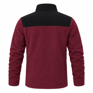 Veste polaire pour homme à blocs de couleur, col montant, fermeture éclair, manteau chaud pour l'extérieur - Product Image 5