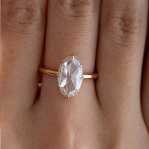 Anillo de Oro Amarillo Sólido de 14K con Diamante Cultivado en Laboratorio de Corte Rosa Ovalado de 2.5ct, Certificado por IGI, para Mujer, con Bisel Milgrain Vintage - Product Image 4