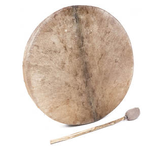 Tambor Chamánico Grande con Marco de Madera y Piel de Cabra Natural, Tambor Tradicional con Marco para Ceremonias, Yoga y Sanación Energética - Product Image 1