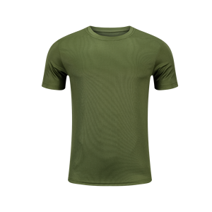 T-shirt de sport vert pour homme, col rond, manches courtes, 100 % coton tricoté, séchage rapide, respirant, pour la gym, l'entraînement et la performance - Product Image 2