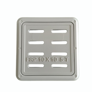 Grille de couverture de caniveau carrée en PRV durable 10x10 pouces, robuste, antidérapante, résistante aux UV, avec poignées en acier inoxydable - Product Image 1
