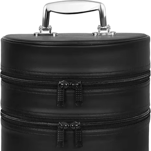 Étui Fez - Imitation cuir noir avec poignée solide argentée et 2 compartiments, poignée solide argentée durable - Product Image 1