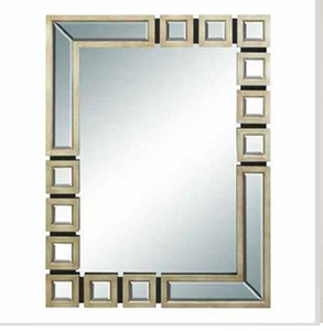 Cadre argenté minimaliste avec une série d'accentuations carrées miroir ; disponible à prix de gros. - Product Image 1