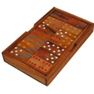Jeu de dominos en bois de qualité supérieure, dominos double 6 avec points colorés, avec étui en bois, jeux de table classiques, cadeau pour la famille, jouet éducatif pour enfants - Product Image 6