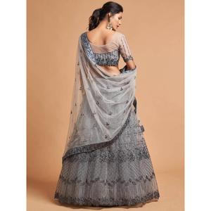 Gran gris Zari bordado Net Party Wear Lehenga Choli - Product Image 2
