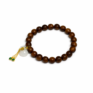 Warm Sandalwood Bracelet with Mixed <b>Jade</b> Charms - Product Image 1