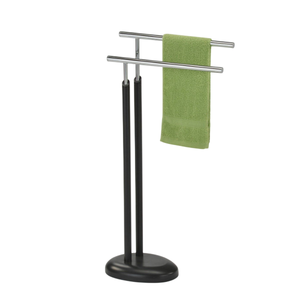 Porte-serviettes autoportant en acier noir, design minimaliste, 1 barre, support mural pour serviettes de bain, fait main - Product Image 3