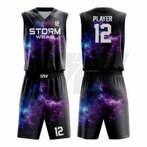 Ensemble de maillot de basket sublimé Storm Wear, col en V, sans manches, respirant, coupe athlétique, pour adultes, toutes saisons, uniforme de basket - Product Image 6