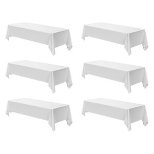 Tovaglie Rettangolari Bianche 60 X 102 Pollici, Confezione da 6, Riutilizzabili e Lavabili in Lavatrice, Resistenti alle Pieghe e Anti-Olio - Product Image 1
