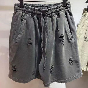 Shorts en coton vintage streetwear surdimensionnés et délavés à l'acide pour hommes, collection 2026 de haute qualité - Product Image 4