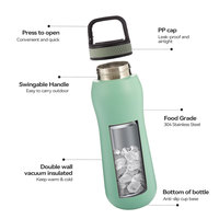 Bouteille d'eau en acier inoxydable à double paroi en forme de gourde de 350 ml et 500 ml avec différents couvercles