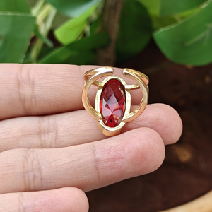 เครื่องประดับยอดนิยมไม่ซ้ำใครอัญมณีควอตซ์ทรงหินโมราทองเหลืองวงรี18K ชุบทองวงแหวนคู่แหวนเปิดเครื่องประดับผู้หญิง - Product Image 6