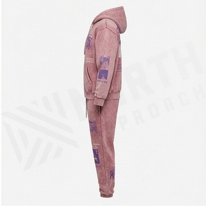Survêtement tendance pour homme, effet délavé, service OEM ODM, coupe oversize, imprimé sérigraphié, vêtements de sport de haute qualité - Product Image 3