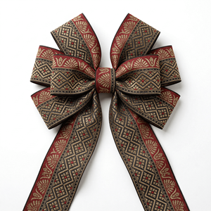 Ruban Jacquard Géométrique Rouge, Noir et Or de 50 mm en Gros pour Accessoires de Mode, Tapisserie, Décoration de Rideaux et Fournitures Artisanales - Product Image 1