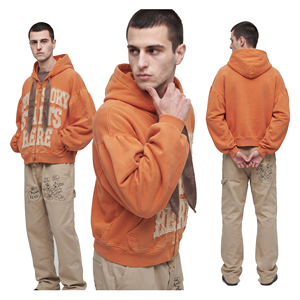 Oversized Zip-Up Embroidery Washed Hoodie Men Winter Heavyweight 100% Cotton Fleece Baggy Hoodies Men's Stonewashed Hoodies Mens - Product Image 2