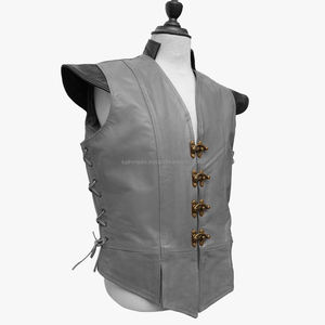 Haute Qualité En Gros Boucle Respirant À La Main 2 Côté Lacé Gris Gilet En Cuir Service D'OEM - Product Image 2