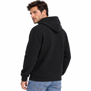 Mens Waffle Knit Hooded <b>Sweatshirt</b> Custom Casual Pullover <b>Long</b> Sleeve Streetwear Wholesale Clothing Manufacturer Men Hoodie - Product Image 6