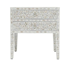 Table d'appoint de haute qualité à motif floral en nacre avec tiroir, table de chevet faite à la main, table d'appoint pour salon, décoration intérieure - Product Image 4