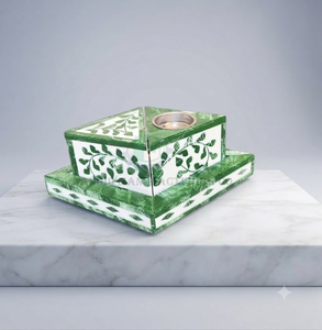 Quemador de Incienso de Resina Verde y Blanca, Estilo Árabe, Ecológico, Porta Incienso Mubkhar, Difusor de Aromaterapia, Set para Decoración de Ramadán - Product Image 1