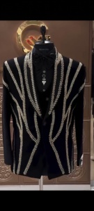 Men's Black Tuxedo <b>Suit</b> With Gold Embroidery Hand Stitched Single Breasted Notched Collar British Style Formal Wear - Product Image 1