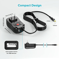 Adaptateur universel 41W 6V-24V AC/DC avec 8 embouts, port USB A 5V1A 5W pour appareils électroniques domestiques, routeurs, smartphones, MP3, tablettes