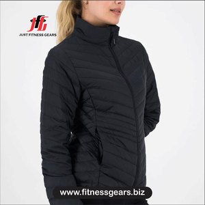 Women's <b>quilted</b> puffer jacket Winter solid color polyester Full sleeve stand collar <b>Wadding</b> - Product Image 2