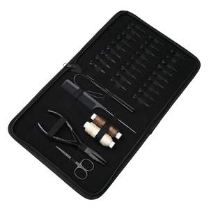 Kit complet d'outils professionnels pour extensions de cheveux en acier inoxydable de qualité chirurgicale, pince à sertir plate, outil à boucle, fil pour perruque - Product Image 6