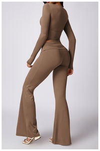 Conjunto de yoga de 2 piezas sin costuras para mujer, transpirable, de secado rápido, ajustado, para correr y hacer ejercicio, talla grande - Product Image 3