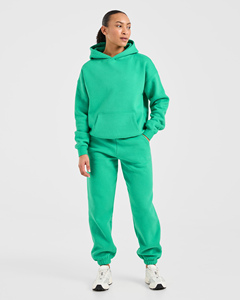 Jogging pour femmes en molleton Terry vert racing d'hiver avec logo personnalisé, coupe classique, tissu doux au toucher 100% coton - Product Image 3