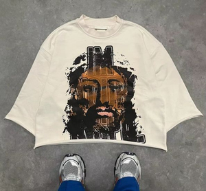 เสื้อยืดครอปทรงหลวมสไตล์วินเทจผ้าฝ้ายเฟรนช์เทอร์รี่ 100% หนา 300GSM ตัดเย็บแบบขอบดิบ รับผลิตตามสั่งขายส่ง - Product Image 4