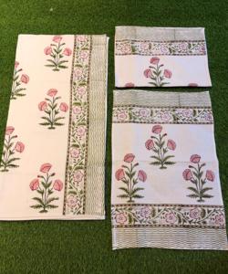100% Cotton Hand Block Print <b>Towel</b> <b>Set</b> Pink Floral Jaipur <b>Bath</b> Hand <b>Towel</b> Soft Absorbent Spa Hotel Gift Wholesale Bulk Export - Product Image 1