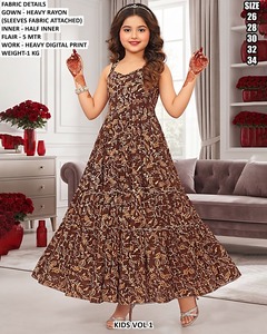 Robe longue en rayonne à imprimé floral pour filles, coupe ample, tenue de mariage traditionnelle, tailles 26-34 pour enfants - Product Image 6