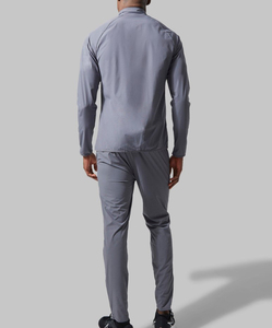 Ensemble de survêtement gris personnalisé coupe-vent en nylon pour homme, veste de sport zippée, coupe-vent, séchage rapide, 100% polyester - Product Image 2