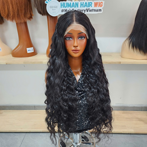 <b>Deep</b> <b>Wave</b> HD Human Hair Lace Front <b>Wig</b> Virgin Grade Raw bone straight Hair Afro Style Wholesale Vendors and for black woman - Product Image 1