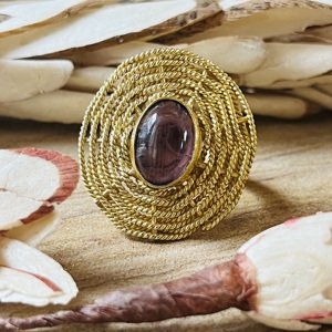 Latest Design Boho Amethyst Statement <b>Rings</b> Brass <b>Rings</b> For Women 18k <b>Gold</b> Plated Tribal Swirl <b>Cocktail</b> Jewelry Wholesale/OEM - Product Image 1