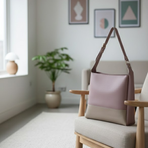 Bolso de Hombro de Cuero Genuino para Mujer, Estilo Lujoso para Uso Diario |   Bolso de Mano de Cuero Premium Hecho a Mano |   Elegante Bolso de Mano para Dama en Dos Tonos - Product Image 1