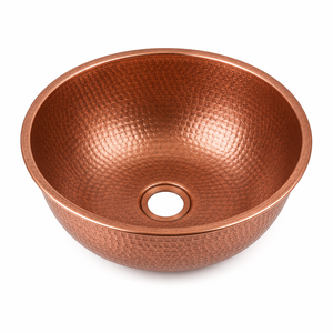 Handmade Hammered <b>Round</b> Copper Vessel Sink Bathroom Wash <b>Basin</b> Counter Top Vanity Sink Wholesale OEM Manufacturer - Product Image 1