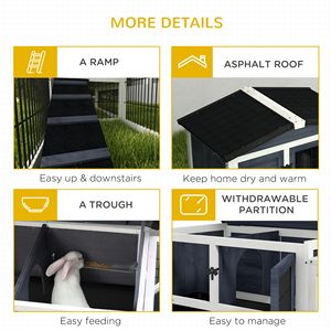 Nichoir pour lapins d'extérieur gris foncé de 59 pouces avec toit ouvrant, 2 niveaux, mobilier pour animaux de compagnie - Product Image 6