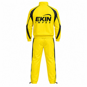 Custom Men’s Yellow <b>Black</b> Tracksuit Set Full Zip Jacket and <b>Pants</b> Casual Sublimation Print Sportswear Training Suit - Product Image 2